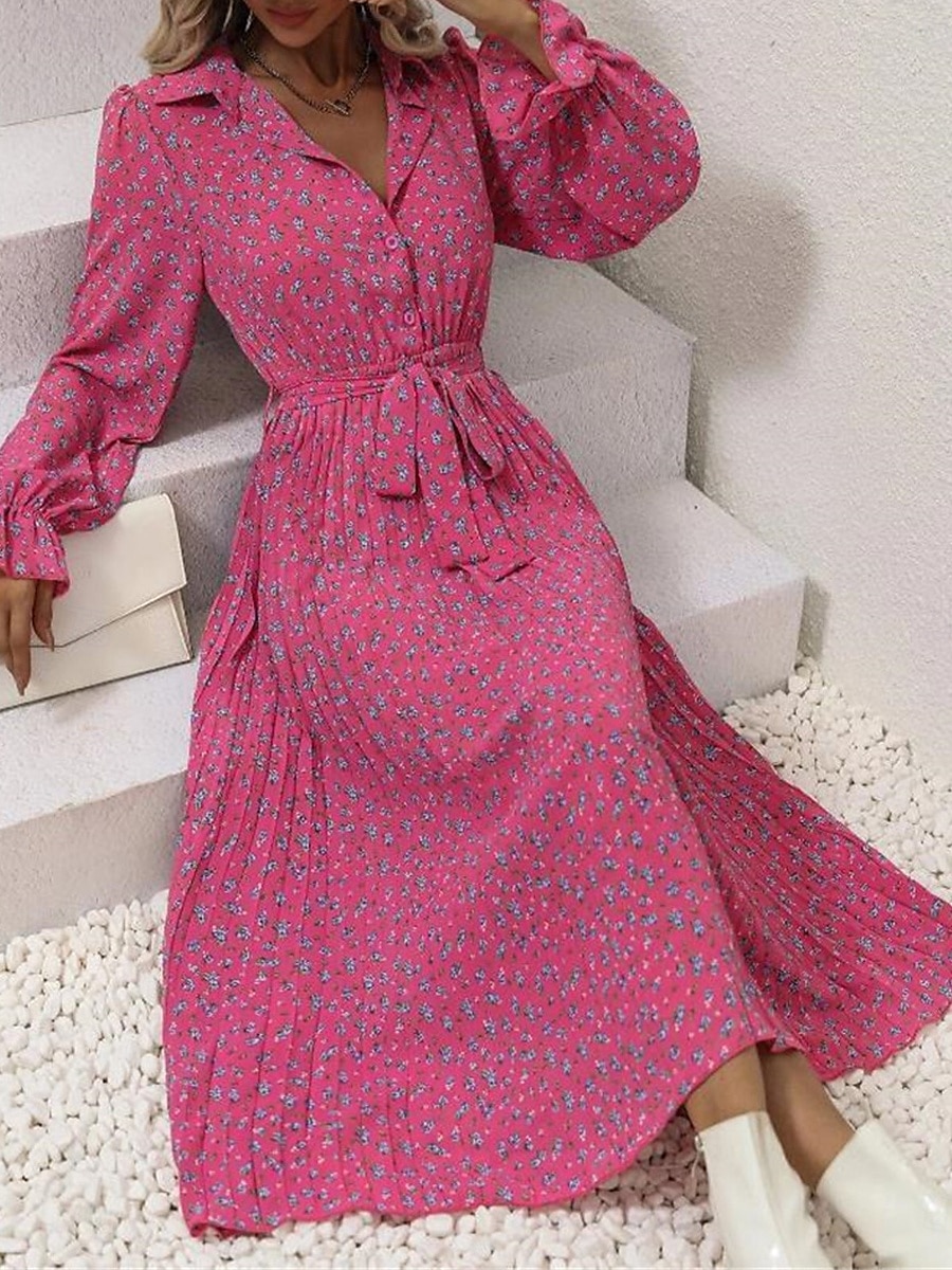 robe midi à fleurs à col en V et manches longues pour femme printemps automne de 2025 ? $33.99 –P11