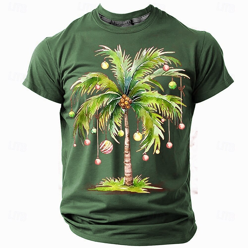 joulu miesten joulukuusi 3d t-paidat kookospalmu rento katutyyli 3d print tee urheilu ulkoilu loma punainen sininen armeija vihreä lyhythihainen pyöreä kaula kevät &amp; kesävaatteet asusteet s m l 2025 - $20.99 -P2