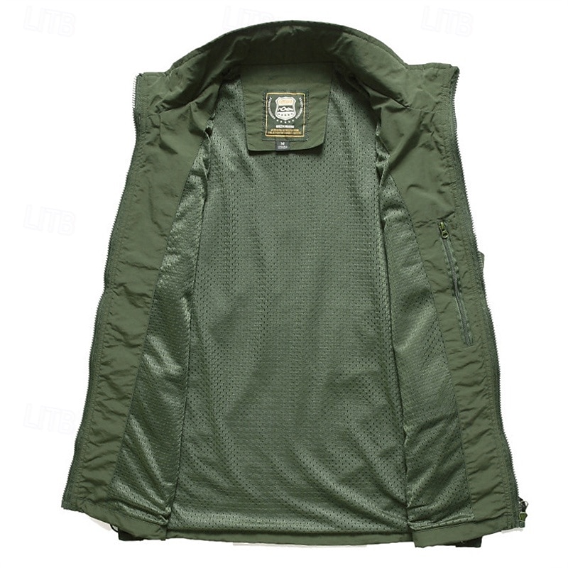 Муж. Жилет для туризма и прогулок Зимнее пальто Флисовый жилет для туризма и прогулок Без рукавов Жилет На открытом воздухе Удобный Дышащий Карман Нейлон Черный Военно-зеленный Хаки 2026 - $39.99 –P10