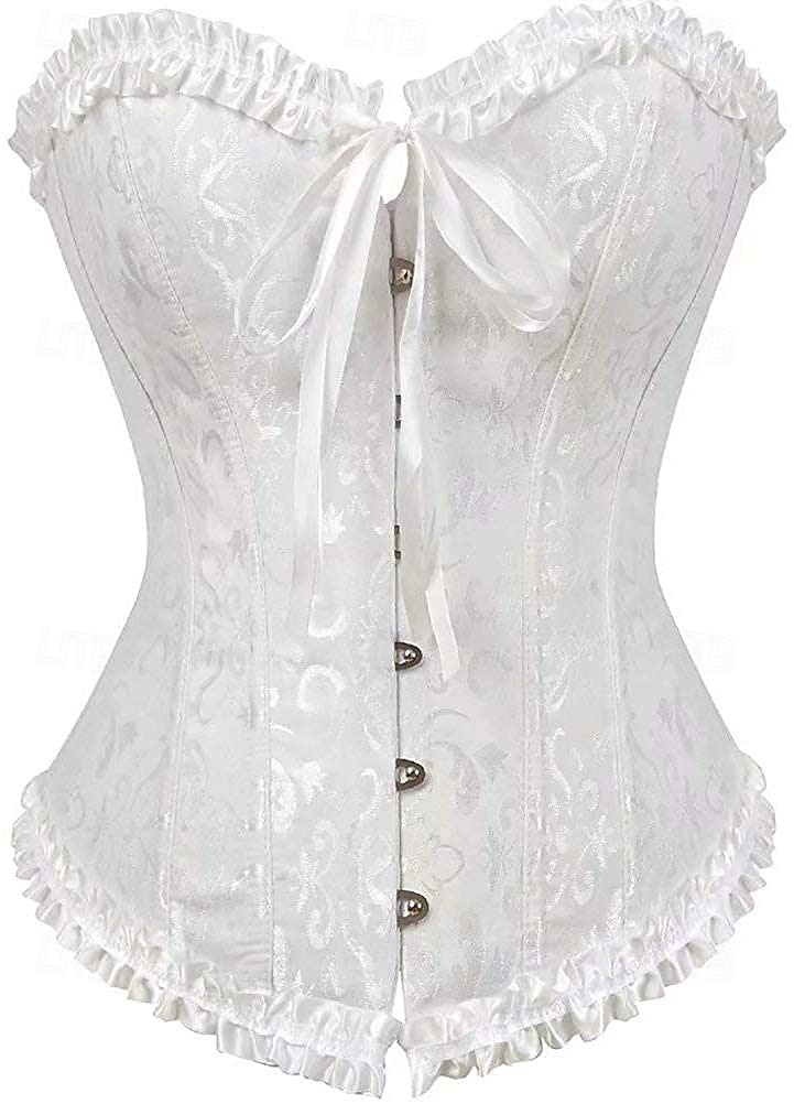 corset corsete de dimensiuni plus pentru femei corsete country sexy doamnă dragă control burtă push up jacquard jacquard cârlig cu flori abstracte &amp; ochi lace up nailon / bumbac nunta special 2025 - $28.99 –P14
