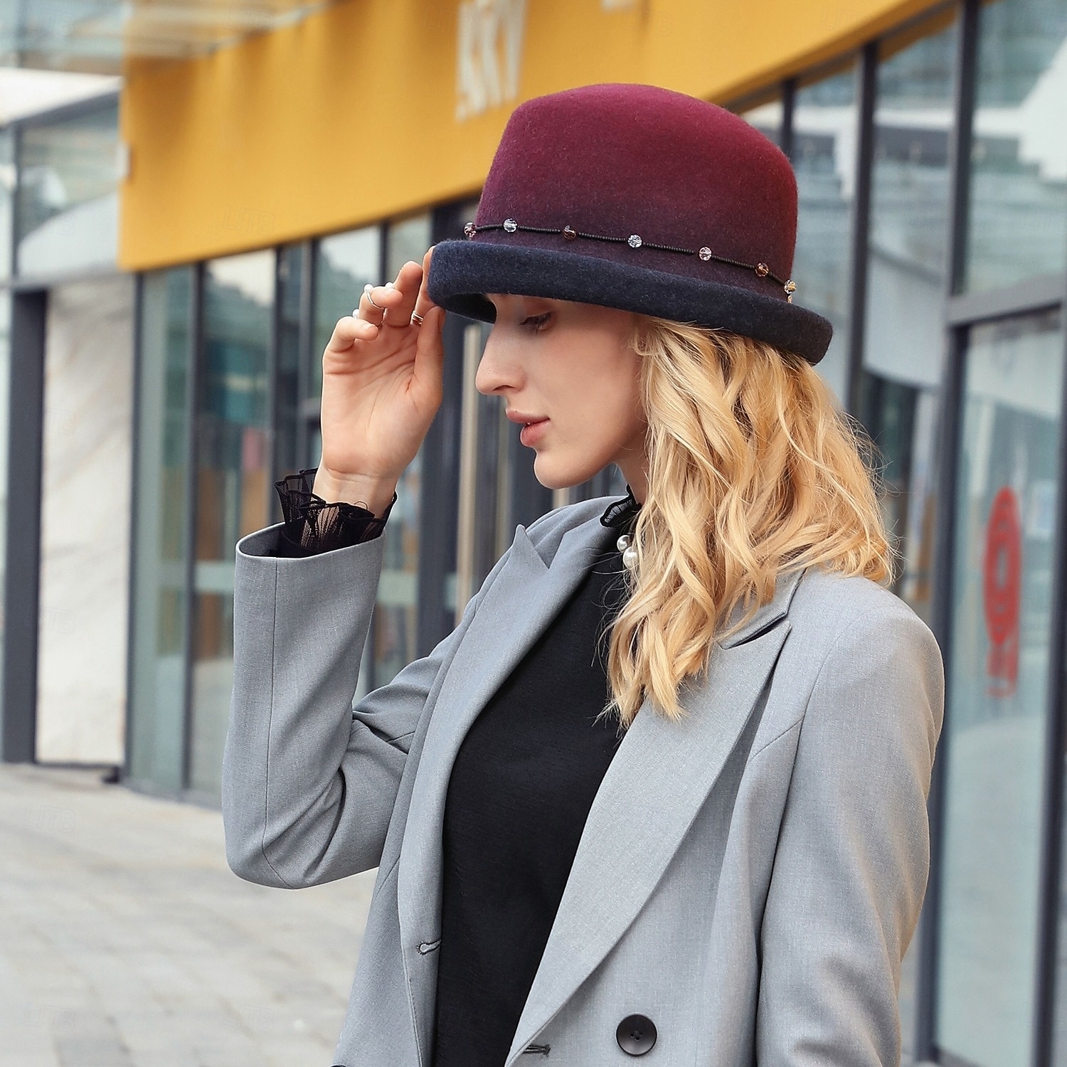 cappelli 100% lana cappello a bombetta / cloche cappello da pescatore cappello fedora matrimonio tè festa elegante britannico con berretto perline copricapo copricapo del 2025 a $49.99 –P4
