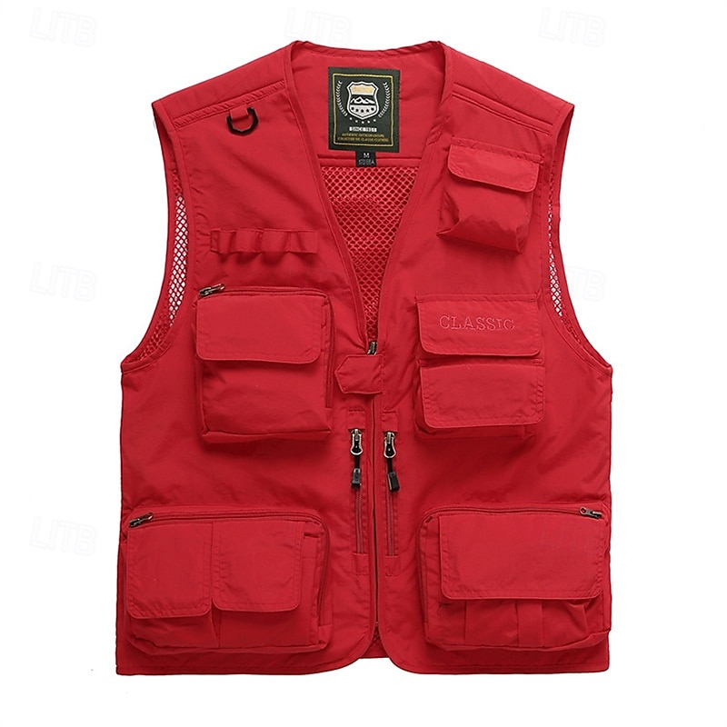 Herren Weste für Wanderer Wander-Fleeceweste Ärmellos Weste Außen Atmungsaktiv Komfortabel Tasche Polyester Dunkelgrau Schwarz Gelb Jagd Angeln Klettern 2025 - $32.99 –P11