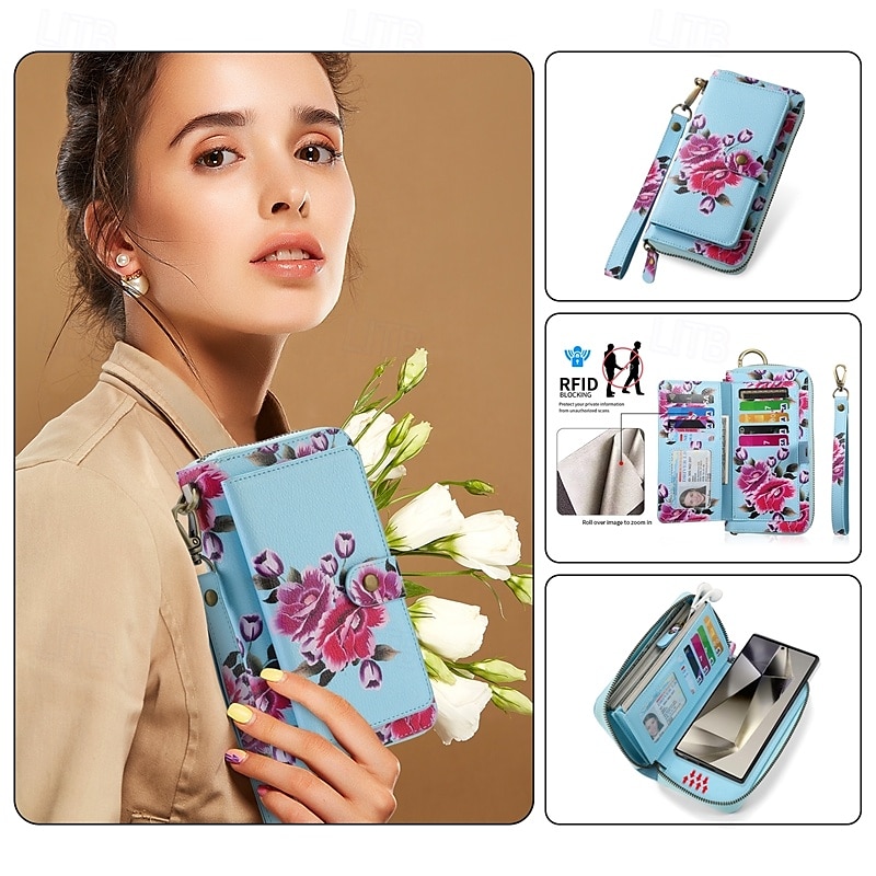Phone Case For S24 S24 Ultra Plus S23 Ultra Plus S23 S22 S22 Plus Ultra Back Cover Wallet Case Zipper with Wrist Strap Card Slot Retro TPU PU Leather 2025 - $34.99 –P11