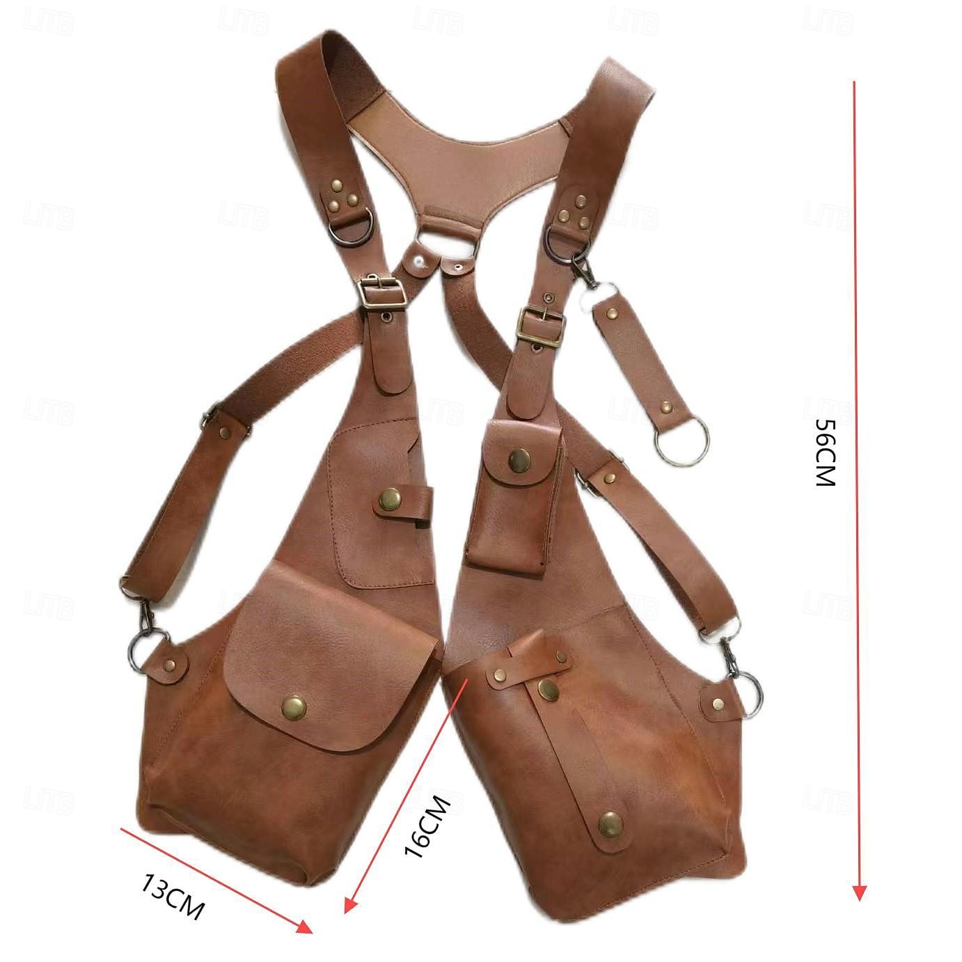 Men's Retro Underarm Backpack Crossbody Bag, Hidden Forearm Adjustable Pus Leather Shoulder Bag Outdoor Mobile Phone Holster Bag, One Size 2025 - $32.99 –P5