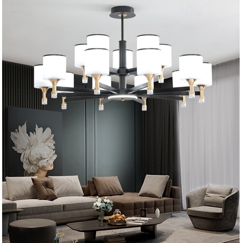 moderne lysekrone taklampe led pendellys moderne innfelt taklampe for spisestue stue svart gylden 6/8/10/15-lys 110-240v 2025 - $208.03 –P12