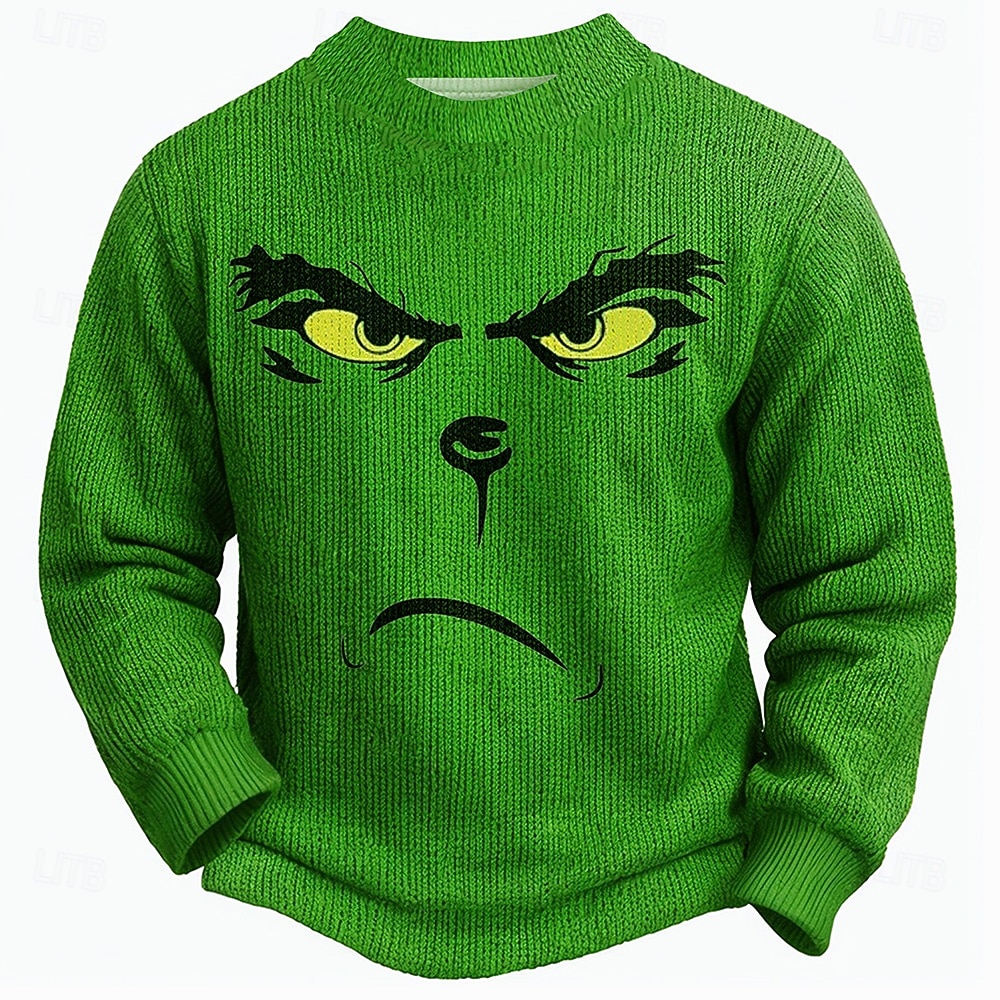 Suéter navideño feo, divertido, para hombre, jersey tejido, térmico, para fiesta, noche, nochevieja, manga larga, cuello redondo, otoño, invierno, primavera, verde hierba, jade, tallas S, M, L 2025 - $40.99 –P1