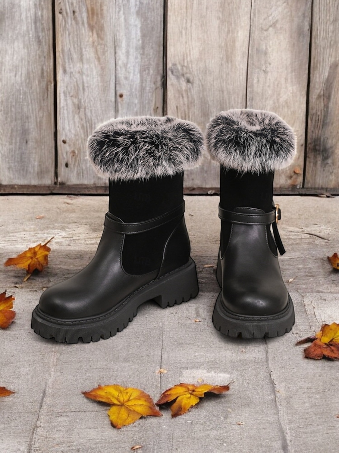 botas de inverno femininas com acabamento em pele sintética – botas de cano curto estilosas e quentes com detalhe de fivela e sola resistente, perfeitas para aventuras ao ar livre em climas frios de 2025 por $59.99 –P8