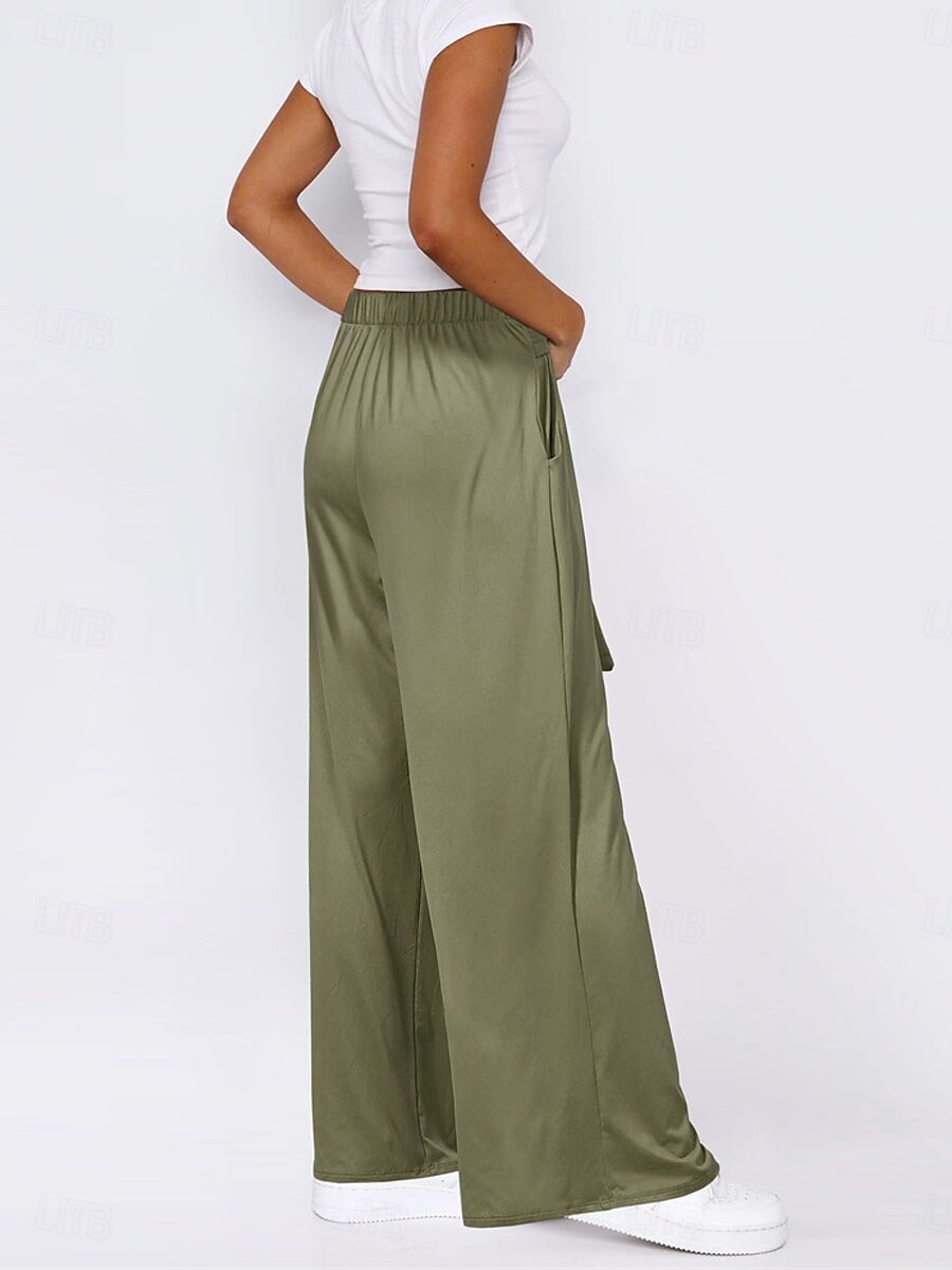Per donna A zampa Chino Di tendenza Lunghezza intera Vita alta Liscio Tasche Cinturino elastico comodo Morbido Comodo Media elasticità Esterno Strada Cachi Verde militare Grigio Autunno Morbido del 2025 a $24.99 –P10