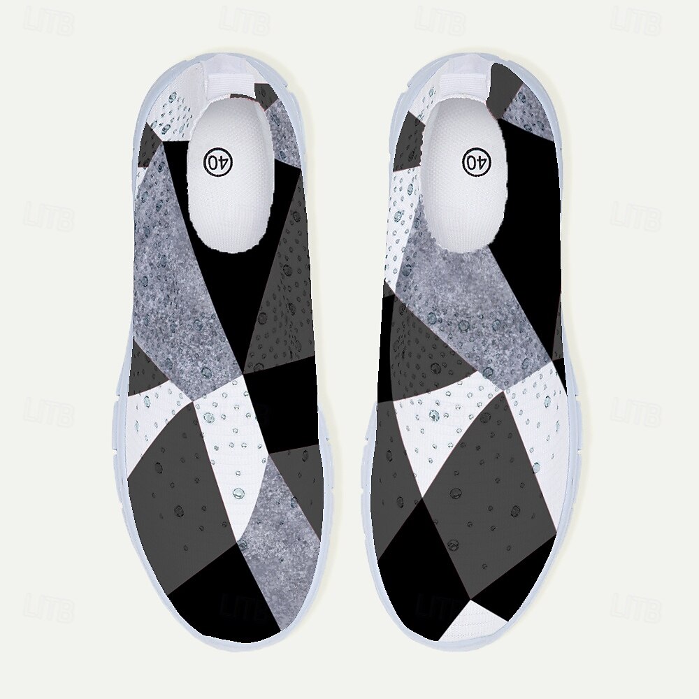 naisten abstrakti taideprintti slip-on lenkkarit - hengittävät flyknit vapaa-ajan kengät jokapäiväiseen käyttöön ja mukavuuteen 2026 - $29.99 –P6