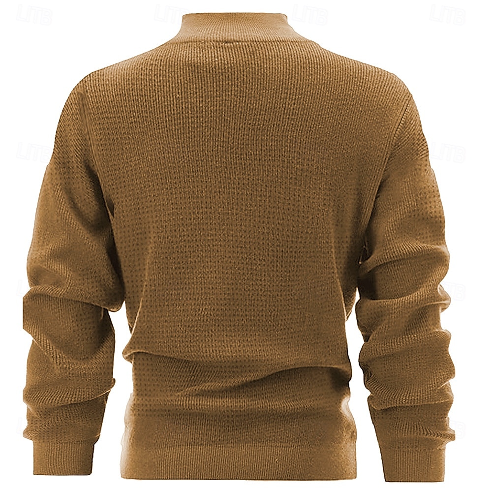 Herren Pullover Zip Pullover Reißverschluss Polo-Pullover Reißverschlusskragen Retro Vintage Brautkleider schlicht Party-Abendgarderobe Täglich Bestickt Gestrickt Warm Langarm Herbst Winter Schwarz 2025 - $37.99 –P3