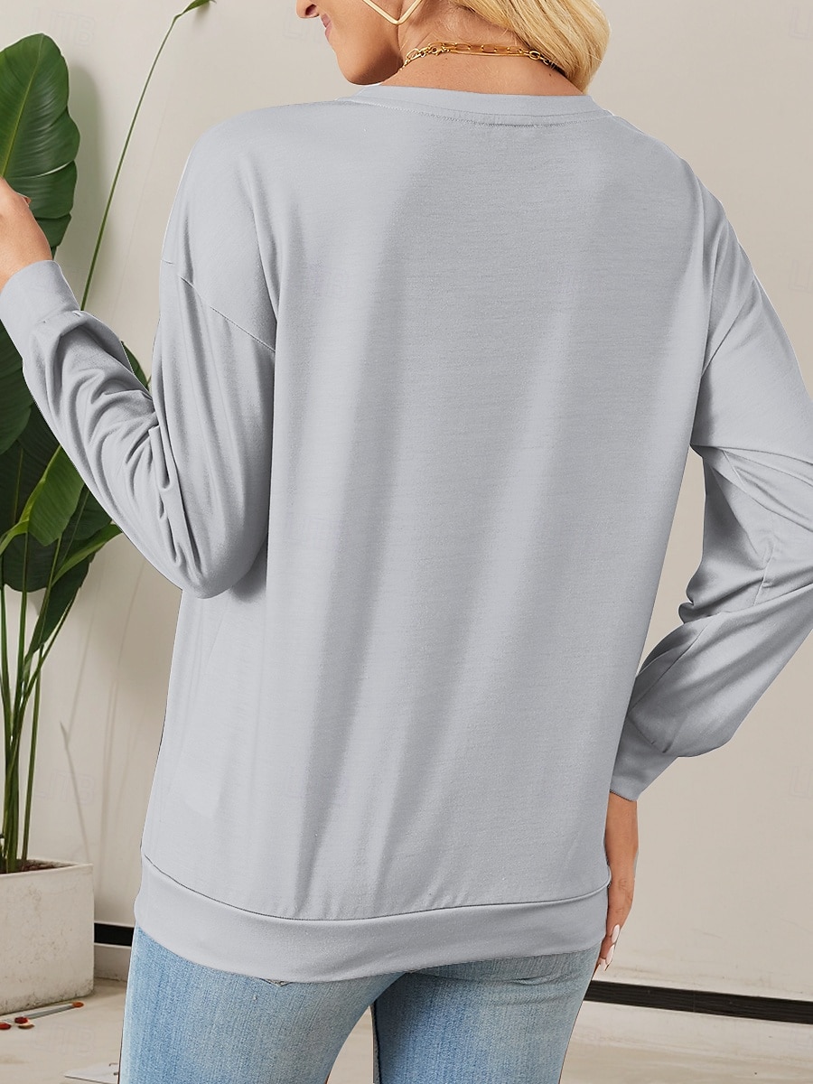 Sweatshirt pour femmes Hiver Vacances Imprimé Gnome Manches longues Col rond Motif flocon de neige Festif Décontracté Confort Gris Bleu Multi-tailles de 2025 ? $24.99 –P2