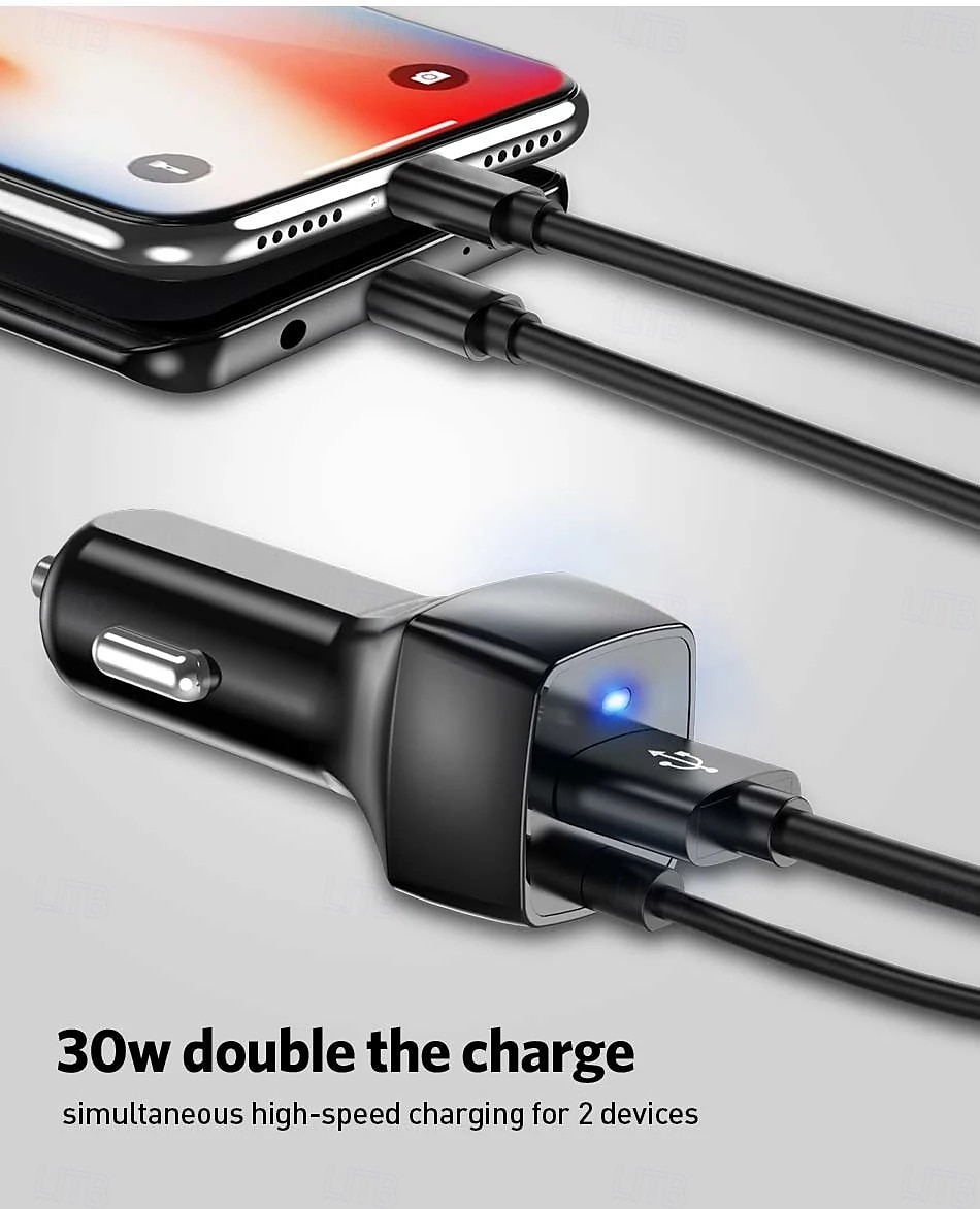 Spring USB Car Charger With Micro USB Type C Cable Fast Charging Quick Charge QC3.0 Car Charger 2025 - $17.99 –P7