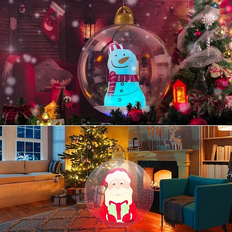 60 cm transparenter aufblasbarer RGB-Weihnachtsballon mit Licht, riesige große Weihnachtsdekoration für draußen, aufblasbarer Weihnachtsball aus PVC für Weihnachtsdekoration im Garten, Hof und auf der Terrasse 2025 - $29.99 -P13