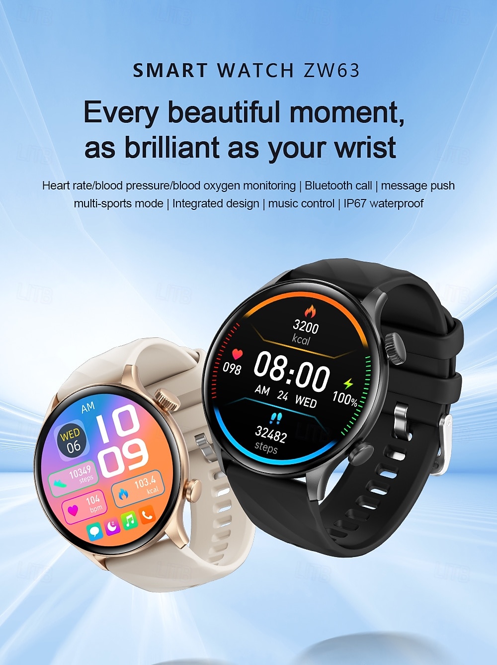 iMosi ZW63 Умные часы 1.39 дюймовый Смарт Часы Bluetooth Контроль температуры Педометр Напоминание о звонке Совместим с Android iOS Женский Мужчины 2025 - $37.19 –P1