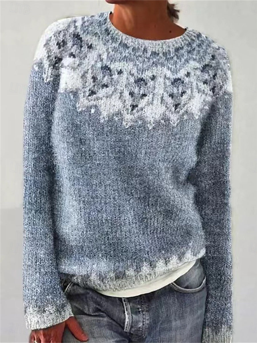 Femme Pull Chandail Pull Décontractées Flexible Floral Graphic A côtes Col Ras du Cou Tricoté manche longue Hauts réguliers Tricoter Extérieur du quotidien Fin de semaine Bleu Gris foncé Automne Hiver de 2025 ? $51.99 –P2