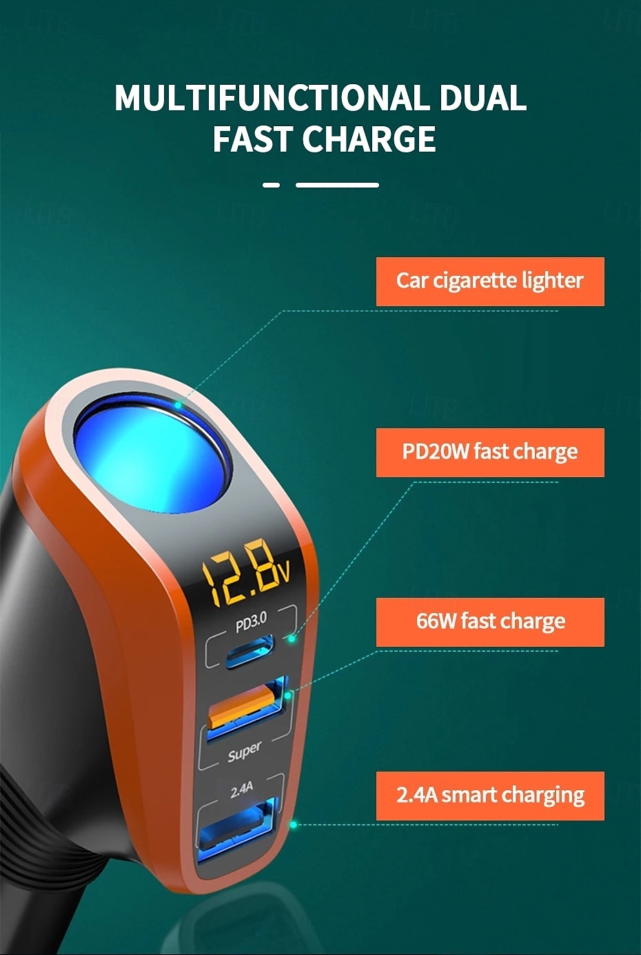 66W Quick Charge Car Cigarette Lighter Charger QC3.0/PD Port Phone Charger Socket DC 12V/24V Universal USB Type Power Adapter 2025 - $35.99 –P6