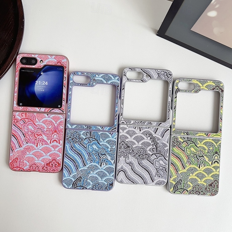 Phone Case For Z Flip 7 Z Flip 6 Z Flip 5 Z Flip 4 Back Cover with Stand Holder Shockproof Retro Textile PC 2025 - $17.99 –P1