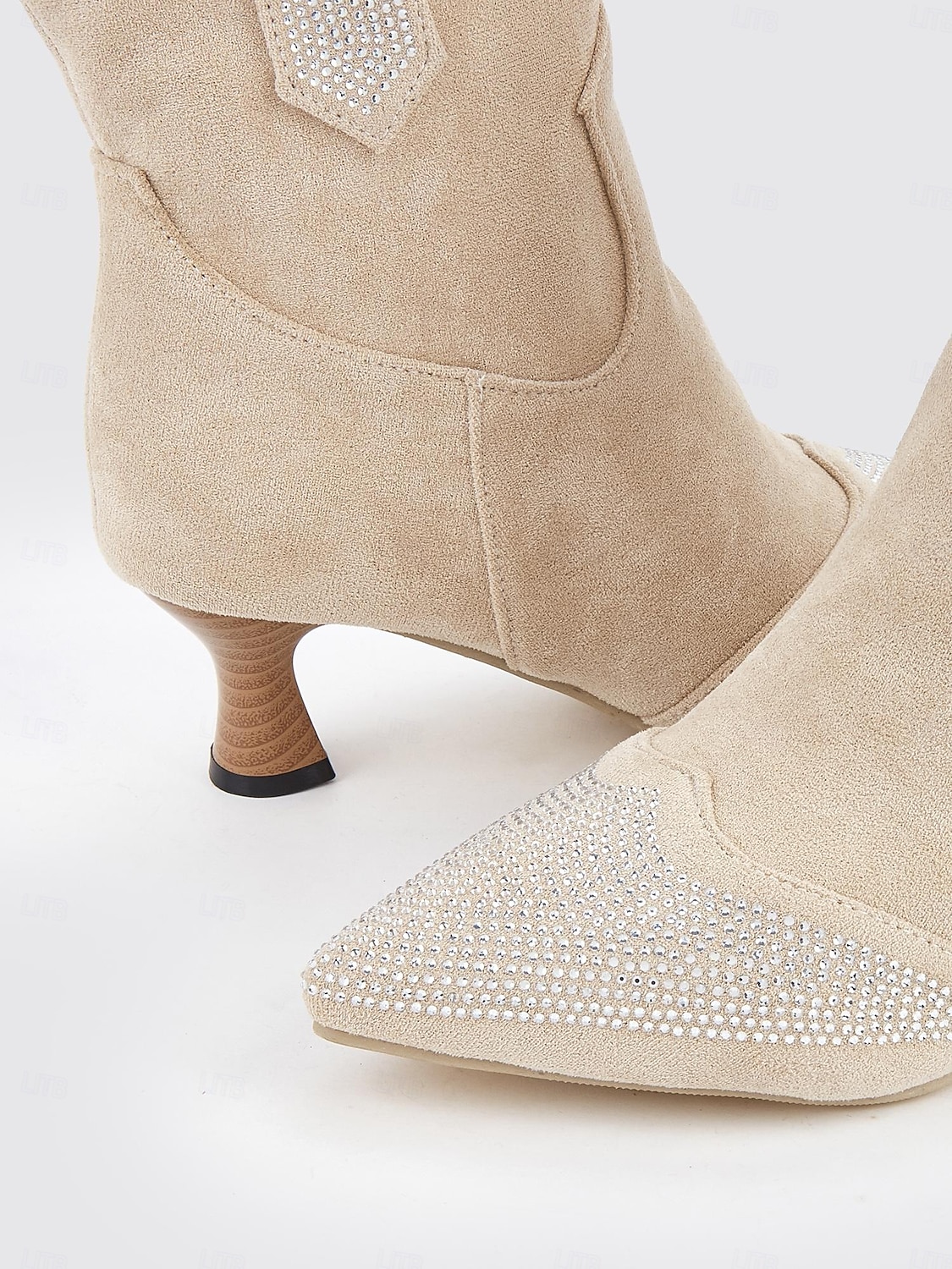 stivaletti alla caviglia chic da donna decorati con strass, tacco a gattino e chiusura con cerniera - ideali per la sera del 2025 a $54.99 –P5