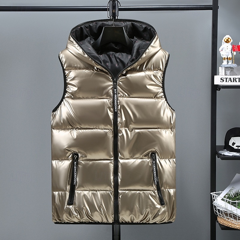 Herren Puffer Weste Kapuzenweste Gepolstert Weste Steppweste Täglich Verabredung Urlaub Modisch Brautkleider schlicht Herbst Winter Tasche Polyester warm halten Komfortabel Feste Farbe Reisverschluss 2025 - $35.99 –P2