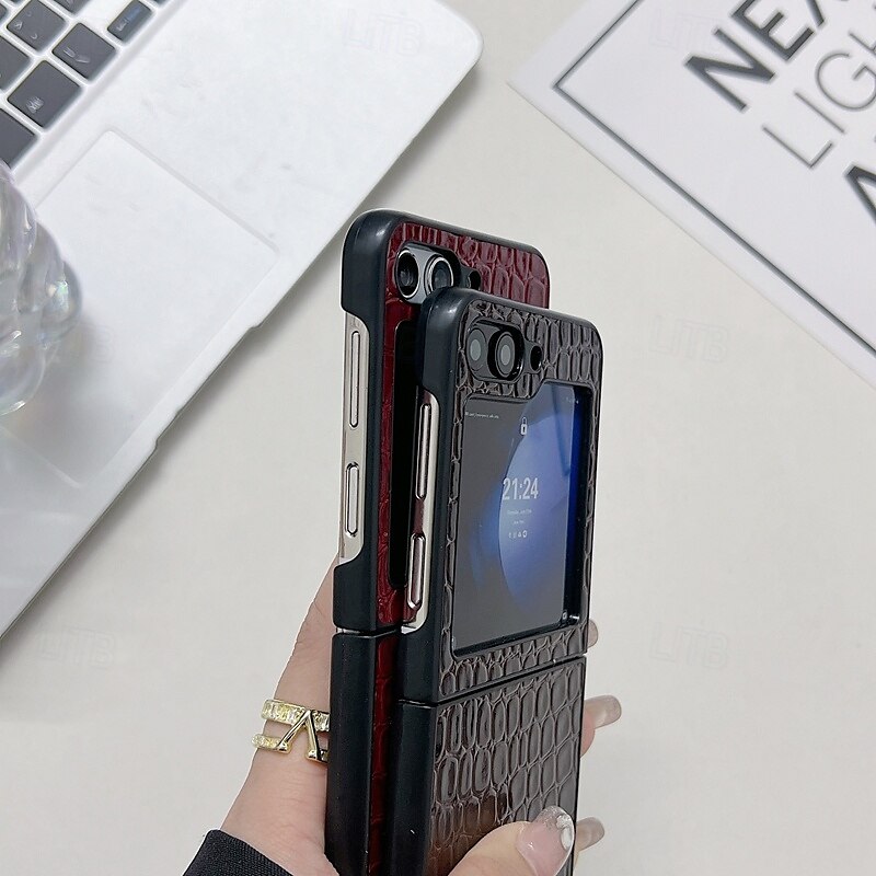 2025年 電話 ケース 用途 Zフリップ6 Z Flip 5 Z Flip 4 Z Flip 3 バックカバー 耐衝撃 レトロ風 TPU PUレザー  コレクション – $14.99 –P11