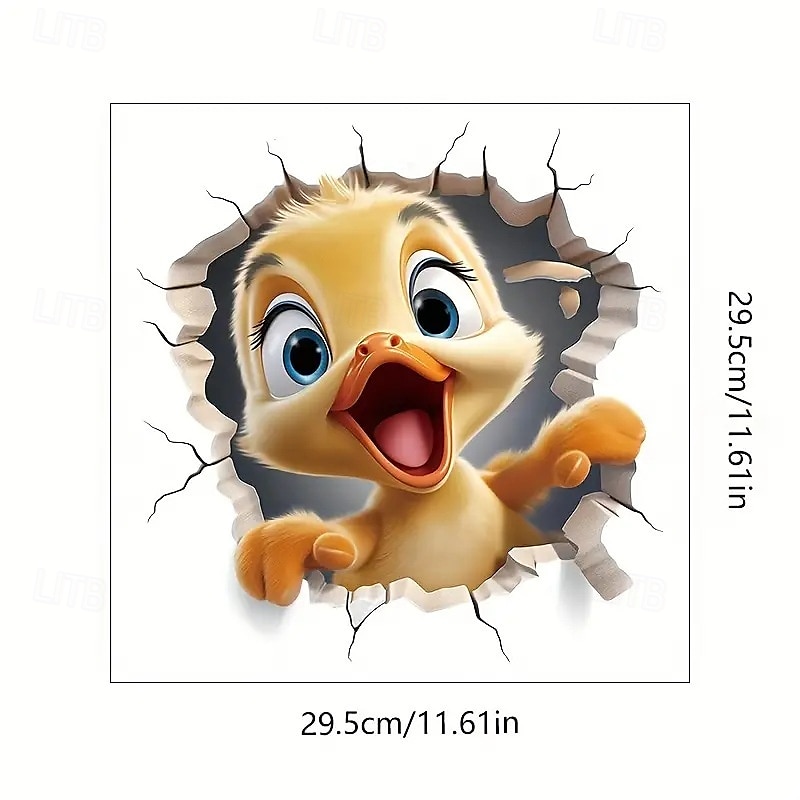 Autocollant pour couvercle de toilette en forme de canard animal de dessin animé 3D - Décoration murale autocollante vibrante pour salle de douche, chambre ou tout support mural - Solution de de 2026 ? $10.49 –P4