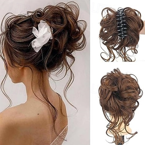 coc dezordonat bucată de păr gheare clemă chignon sintetic ciufulit updo cu virici extensii de păr coc de păr ondulat coc de păr artificial scrunchies de păr accesorii de păr pentru femei 2025 - $9.49 –P3