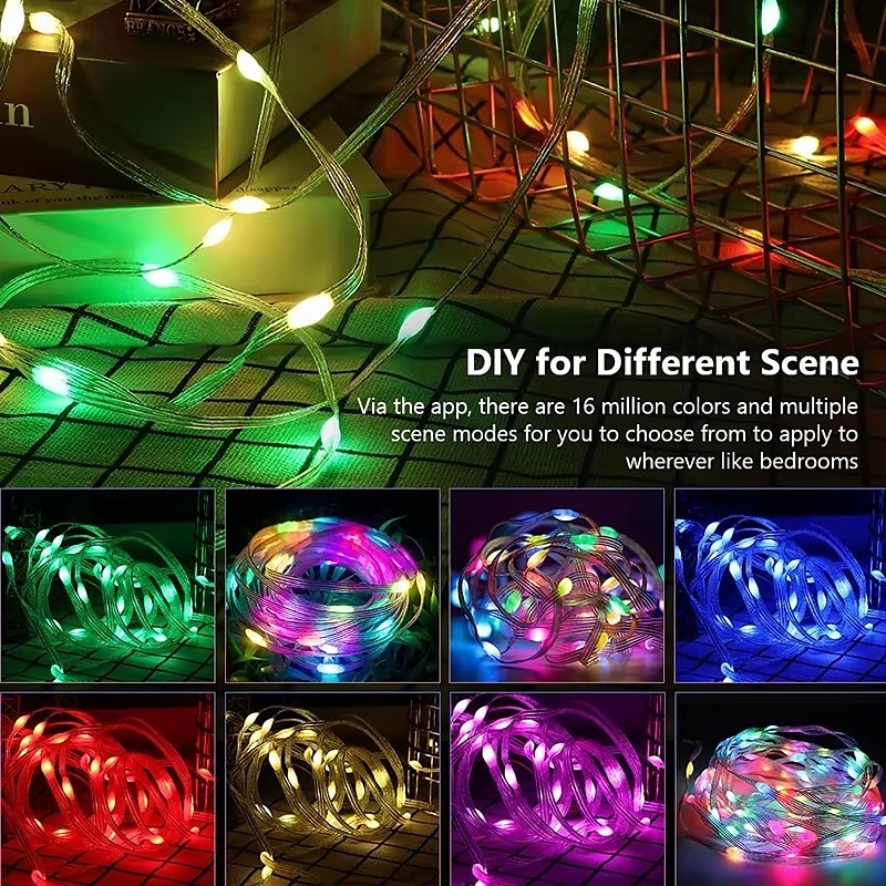 RGB LED Magic String Lights APP-Controlled, USB String Fairy Lights with Remote, Bluetooth Music Sync for Outdoor Christmas, Wedding, Birthday & Party Decor 2025 - $18.99 –P7