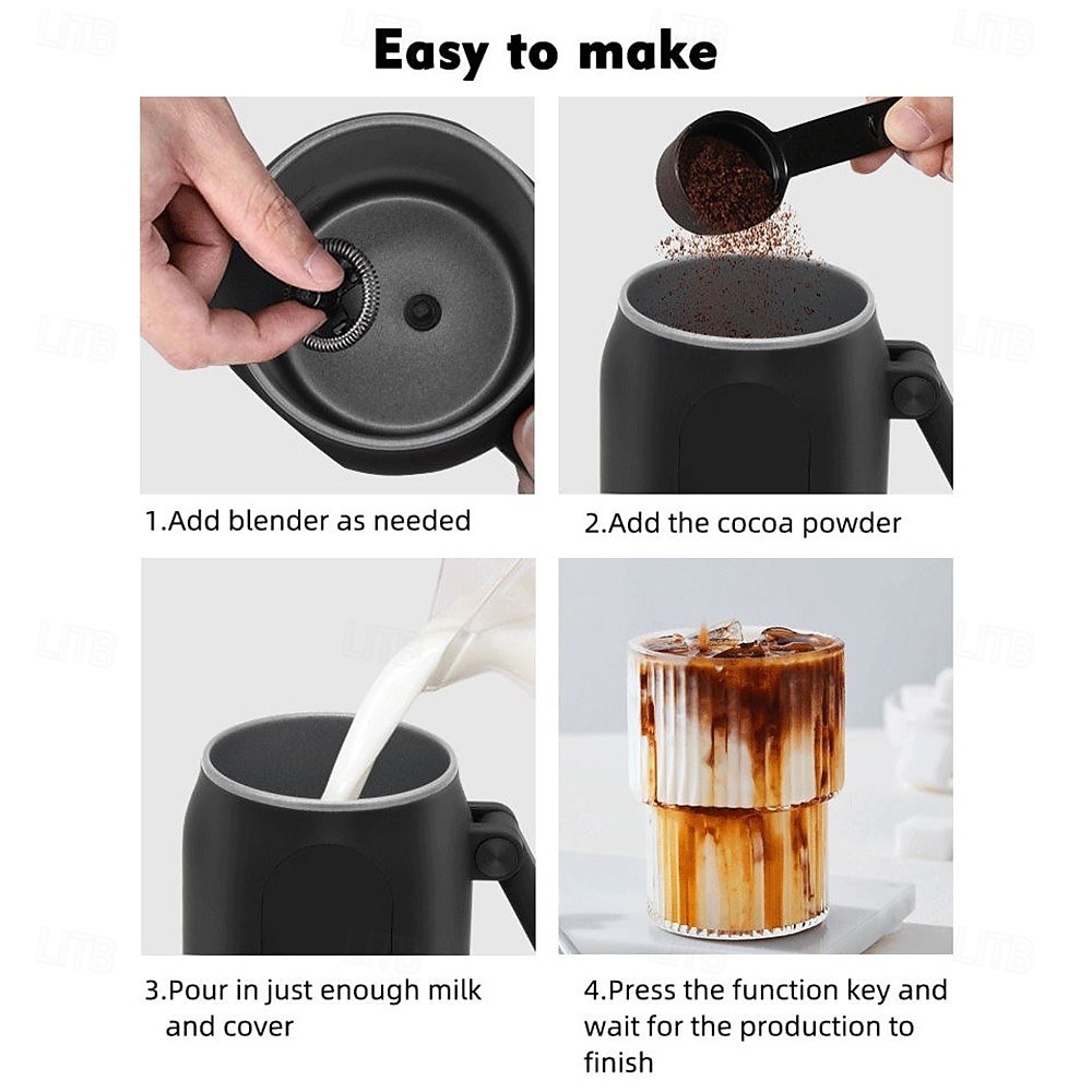 2025年 泡立て用の電動ミルク泡立て器、回転式ハンドル付き 4-in-1 ミルクスチーマー、コーヒー/ラテ/カプチーノ用フォームメーカー  コレクション – $48.99 –P7