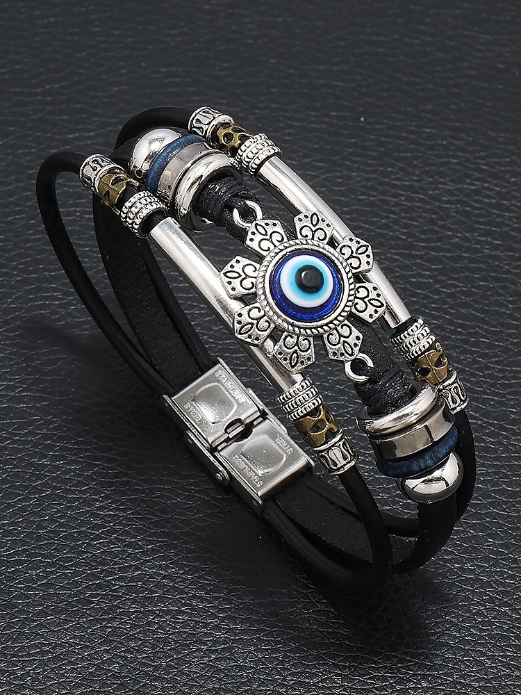 bracelet en cuir pour homme avec des accents en métal vintage – bijoux de protection bohème de 2025 ? GBP £6 –P2