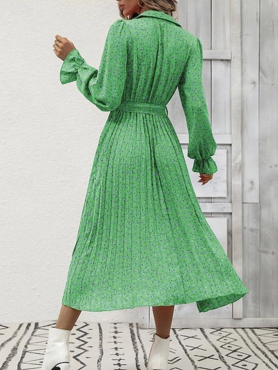 robe midi à fleurs à col en V et manches longues pour femme printemps automne de 2025 ? $33.99 –P5