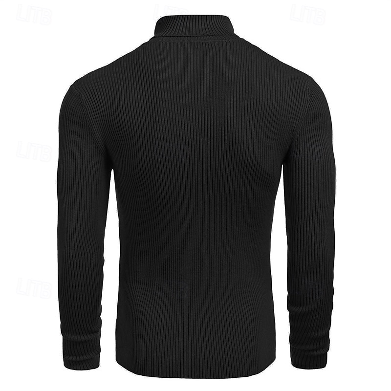 Herren Pullover Strickpullover Rollkragenpullover für Herren Gerippt Stricken Standard Strick Glatt Rollkragen Modisch Brautkleider schlicht Freizeitskleidung Verabredung Bekleidung Herbst Winter 2025 - $38.99 –P4