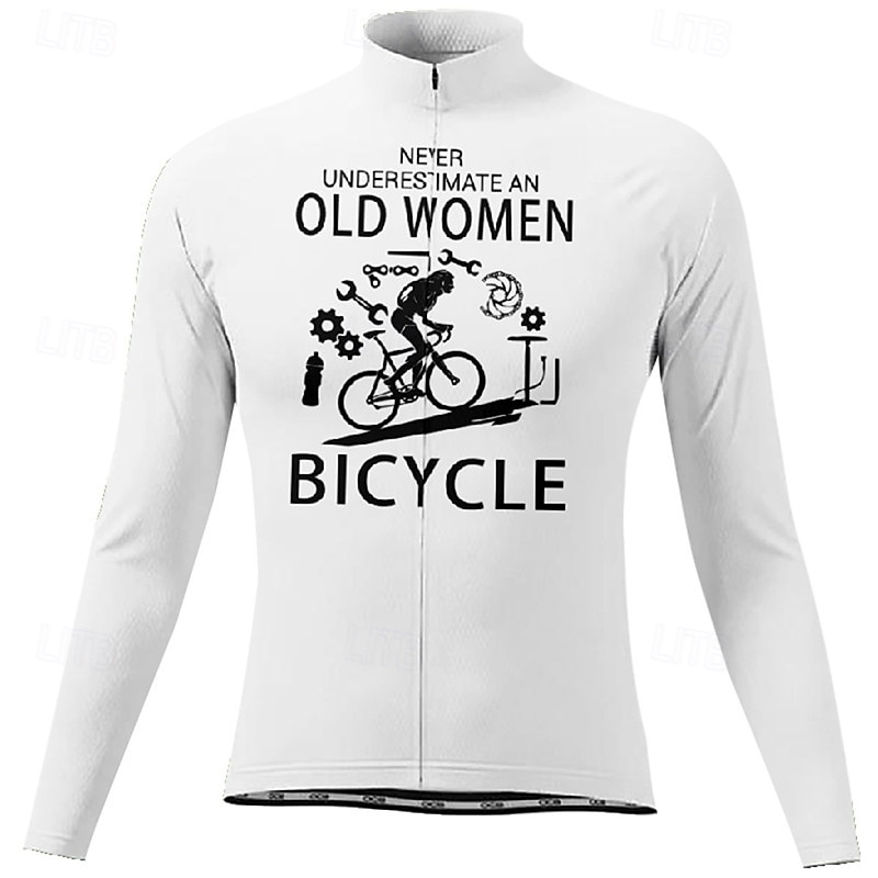 Pentru femei Jersey de ciclism Grafic Literă & Număr Manșon Lung Bicicletă Tricou Tee Jerseu cu 3 buzunare spate Ciclism montan Uscare rapidă Proiectare anatomică Wicking Respirabil Sport Alb Kaki 2026 - $27.99 –P3