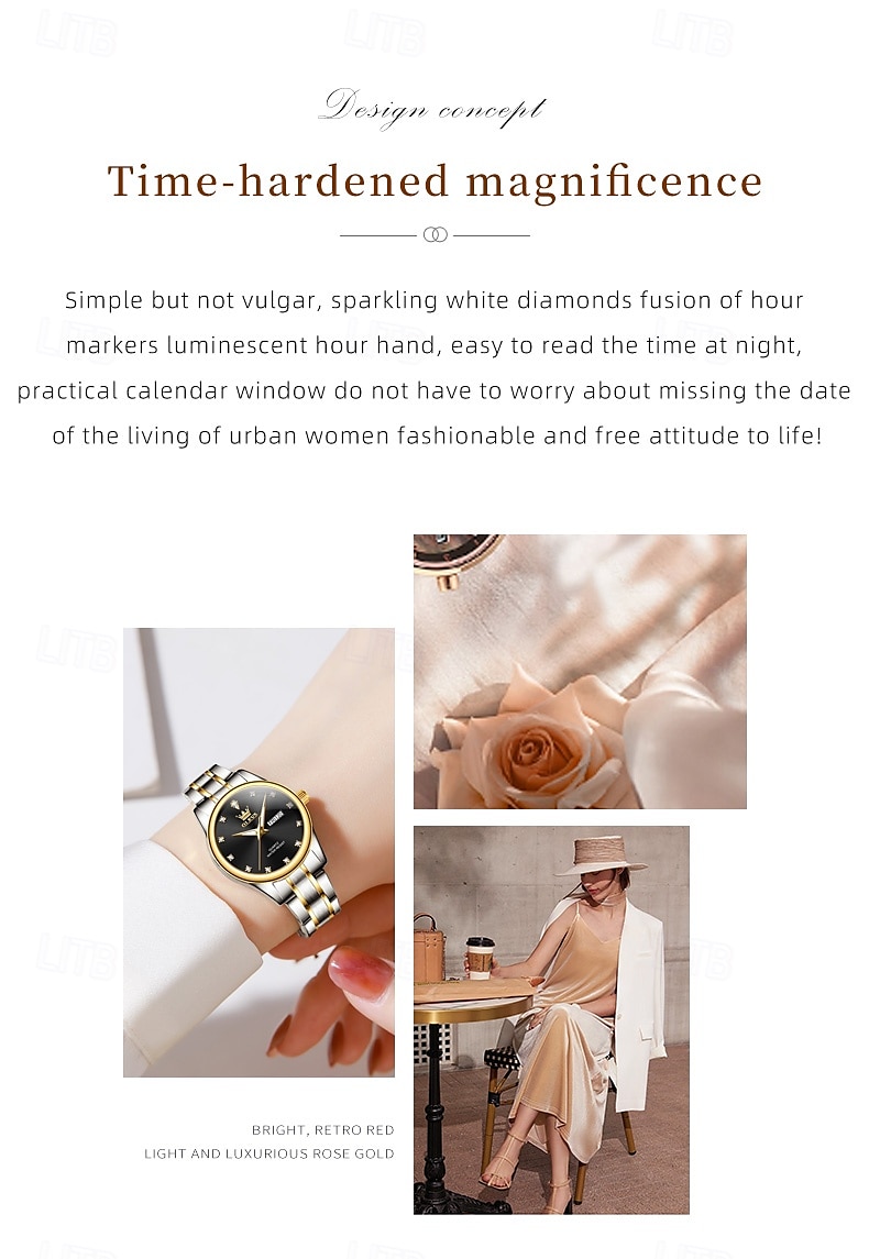 OLEVS 3612 Original Elegant Quartz Ladies Watch Week Calendar Display Dress Watch For Women Waterproof Stainless Steel Clock 2025 - $31.99 –P2