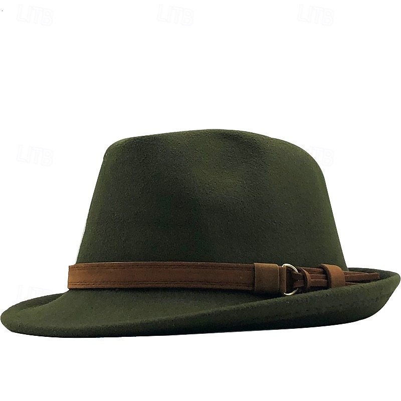 Men's Sun Hat Cowboy Hat Panama Hat Fedora Trilby Hat Black Wine Woolen Vintage Style Fashion 18th Century State of Texas Daily Theme Party Solid / Plain Color Sunscreen Cosplay 2026 - $13.49 –P4