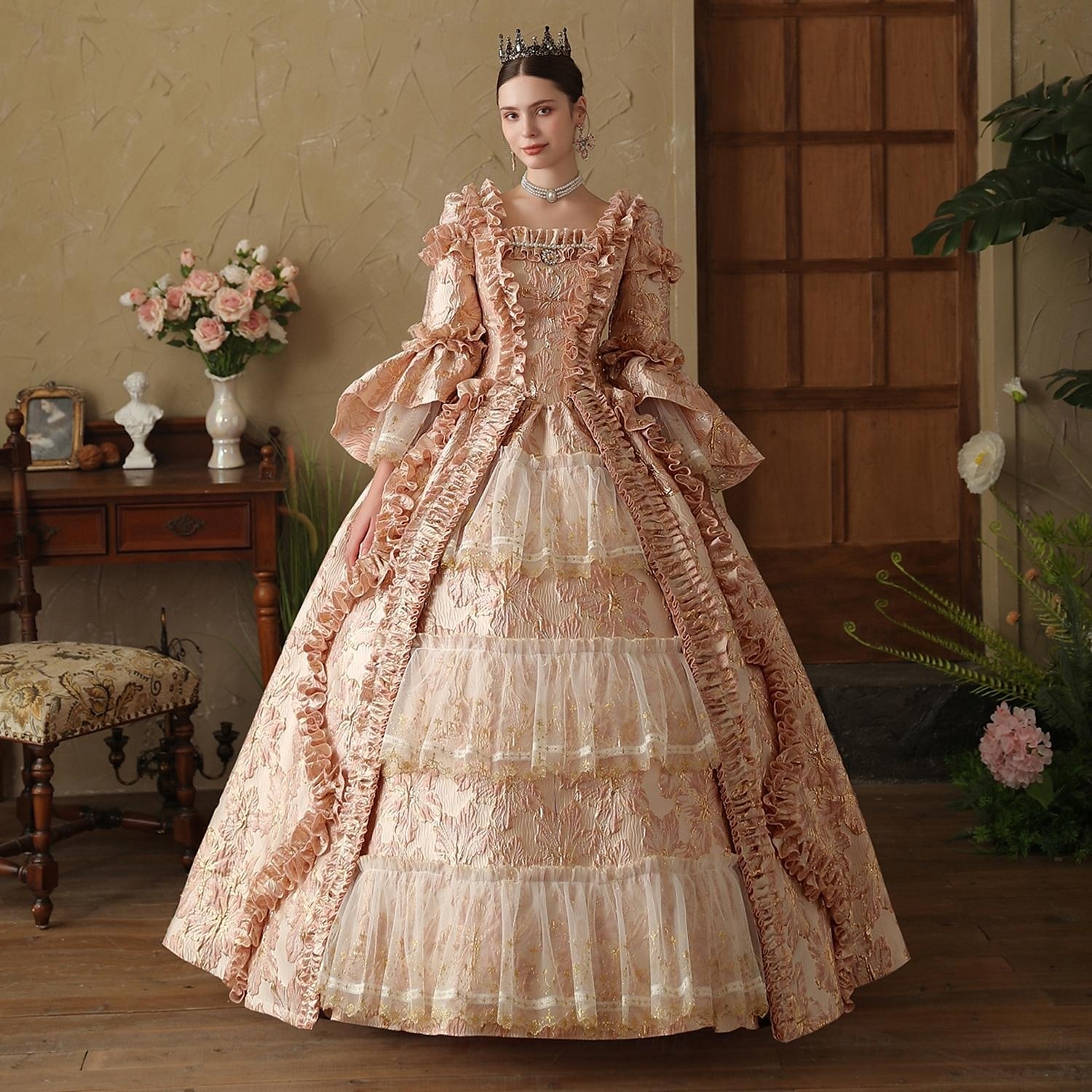 Gothic Rococo Vintage Inspired Dress Cosplay Wigs Party Costume Princess Shakespeare Solid Color Ball Gown Women's Christmas Halloween Carnival Party Evening Party Masquerade Adults' Dress All Seasons 2025 - $287.99 –P1