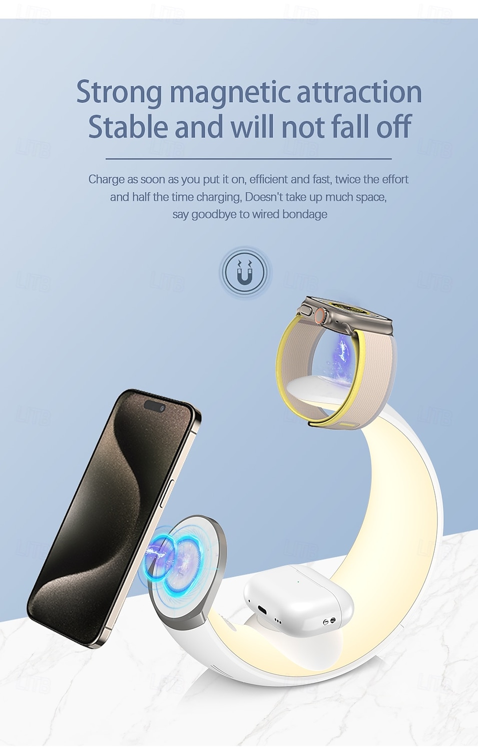 Wireless Charger 15 W Output Power Wireless Charging Station CE Certified Fast Wireless Charging MagSafe Magnetic For Apple Watch iPhone 14/13/12/11 Pro Max Apple Watch Series SE / 6/5/4/3/2/1 2025 - $63.99 –P6