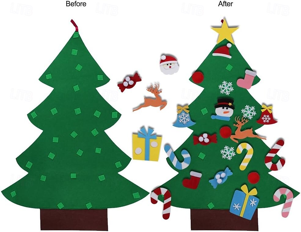 DIY Felt Christmas Tree Set with Ornaments for Kids, Xmas Gifts, New Year Door Wall Hanging Decorations 2025 - $19.49 –P5
