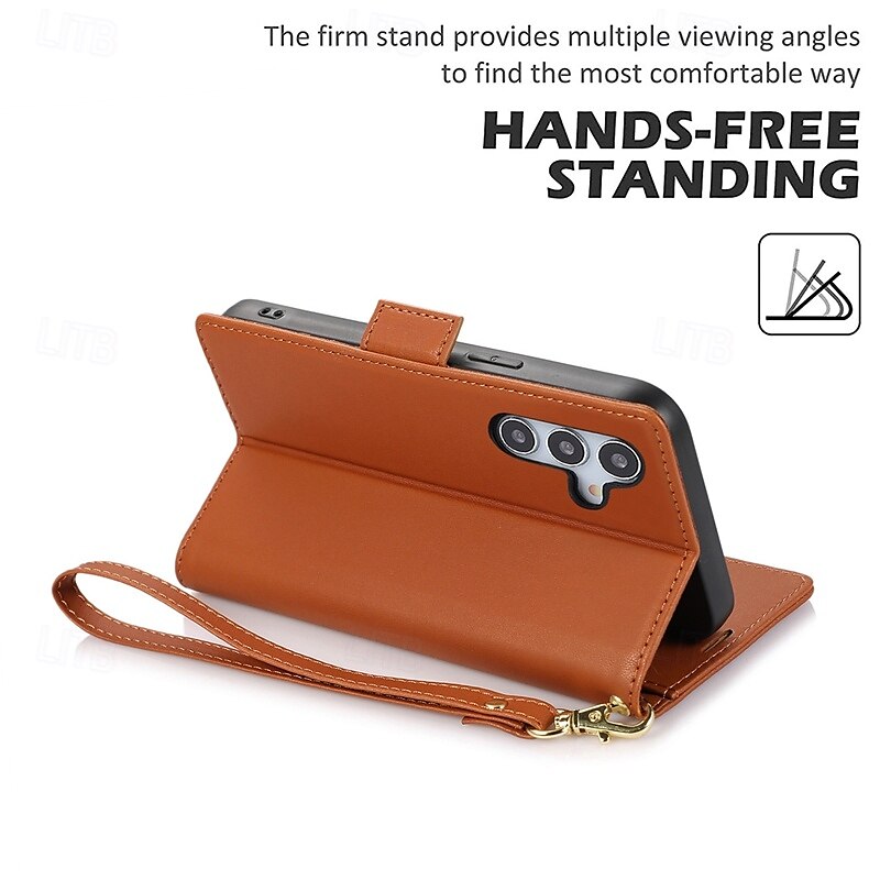 Phone Case For S24 S24 Ultra Plus S24 FE S23 S22 S21 S20 Ultra Plus FE A55 A35 A25 A15 5G A14 A34 A73 A53 A33 A72 A52 A42 A12 Back Cover with Stand Holder with Wrist Strap Card Slot Retro TPU PU 2025 - $16.99 –P9