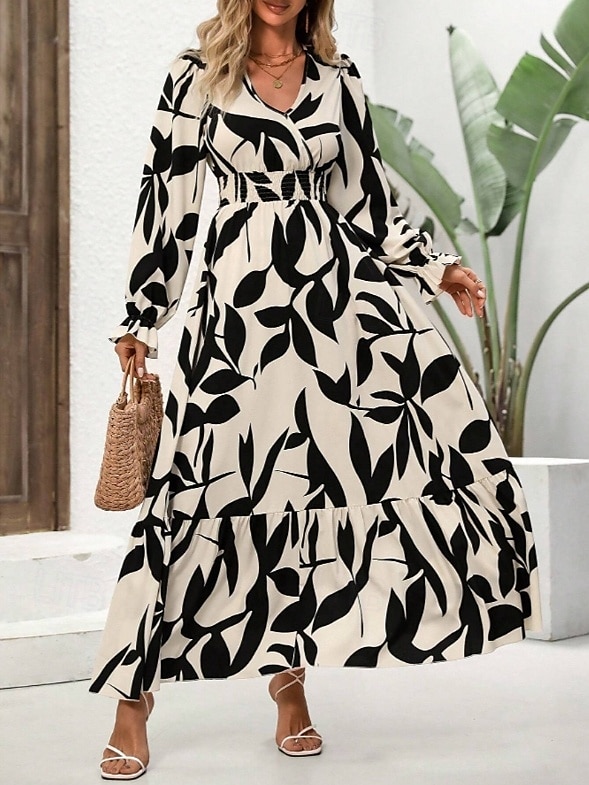 rochie maxi dama cu decolteu in V cu maneca lunga toamna iarna 2025 - $46.99 –P3
