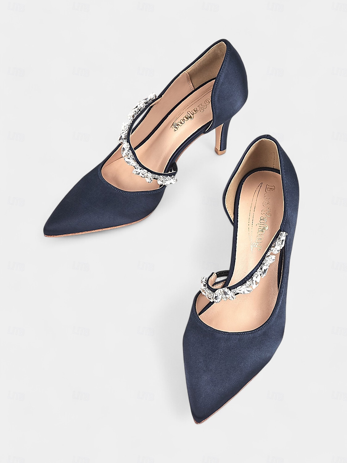 Damen-Pumps aus Satin mit Strasssteinen verziert – elegante Pumps mit spitzer Spitze für formelle Anlässe und Hochzeiten 2025 - $54.99 –P4