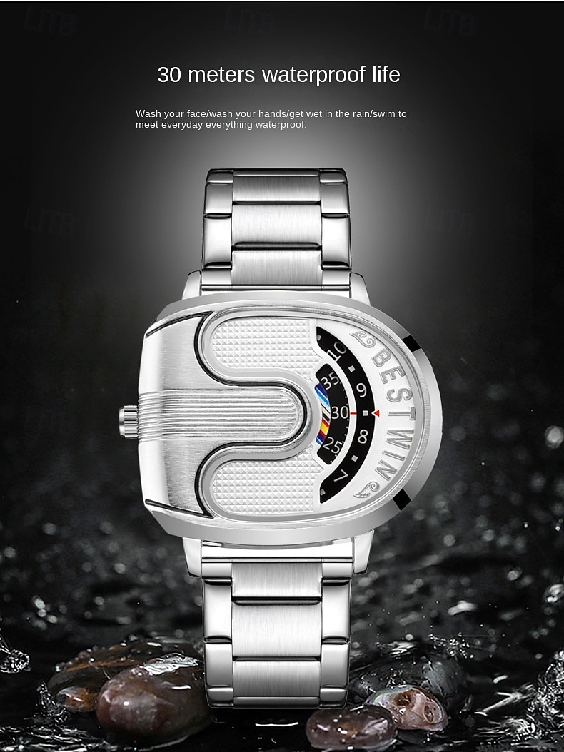 Мужские кварцевые часы Модные Повседневные Бизнес Наручные часы Календарь Водонепроницаемые Декорация Стальные часы 2026 - $22.99 –P6