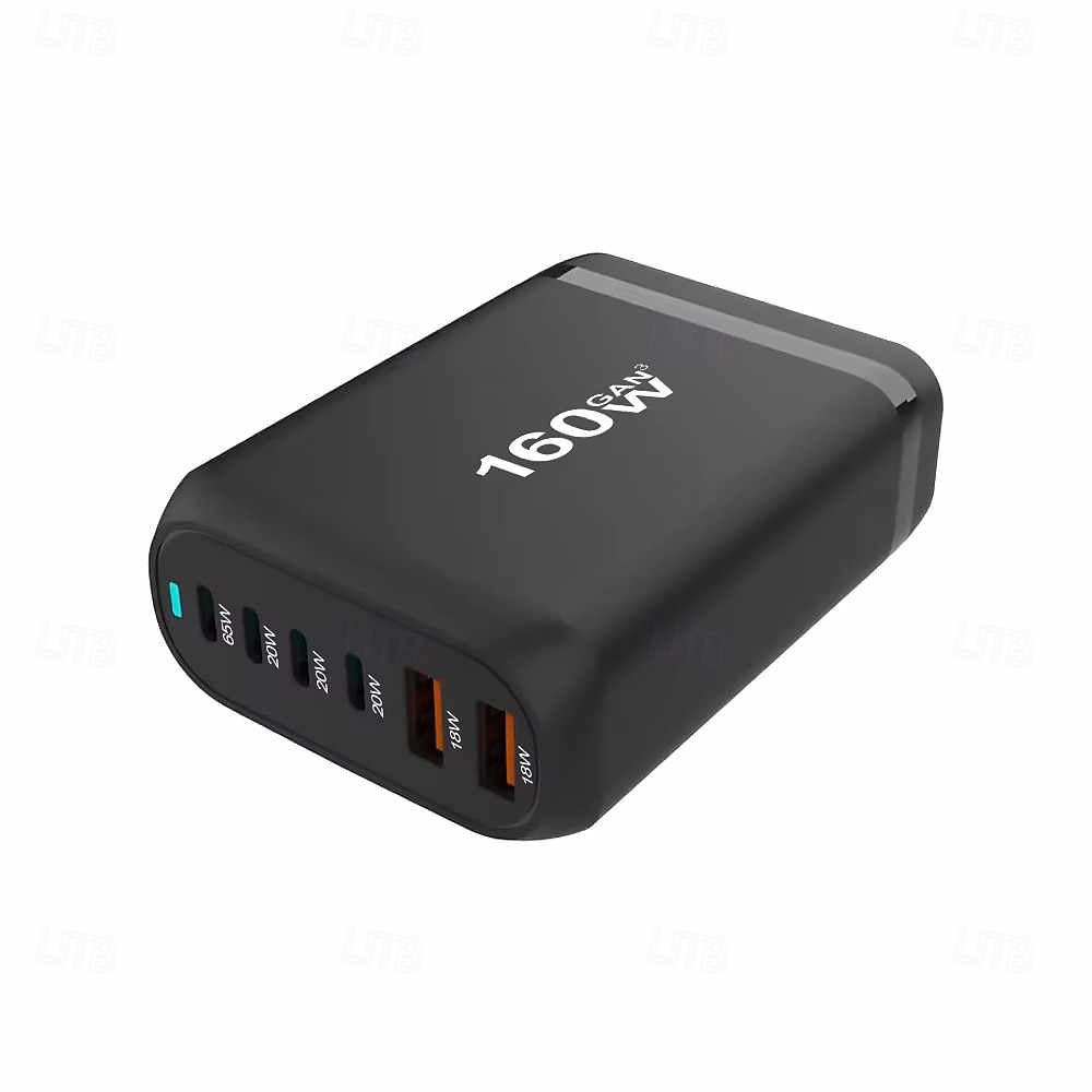 160w gan snel opladen 3.0 usb type c snellader mobiele 6-poorts usb type c pd-lader handig om mee te nemen tabletlader 2025 - $44.99 –P5