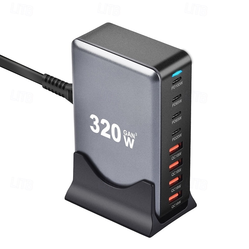 200 Вт usb c зарядное устройство блок gan 8-портовый usb c быстрая зарядная станция pps pd 65 Вт ноутбук зарядное устройство адаптер 2025 - $87.99 –P14