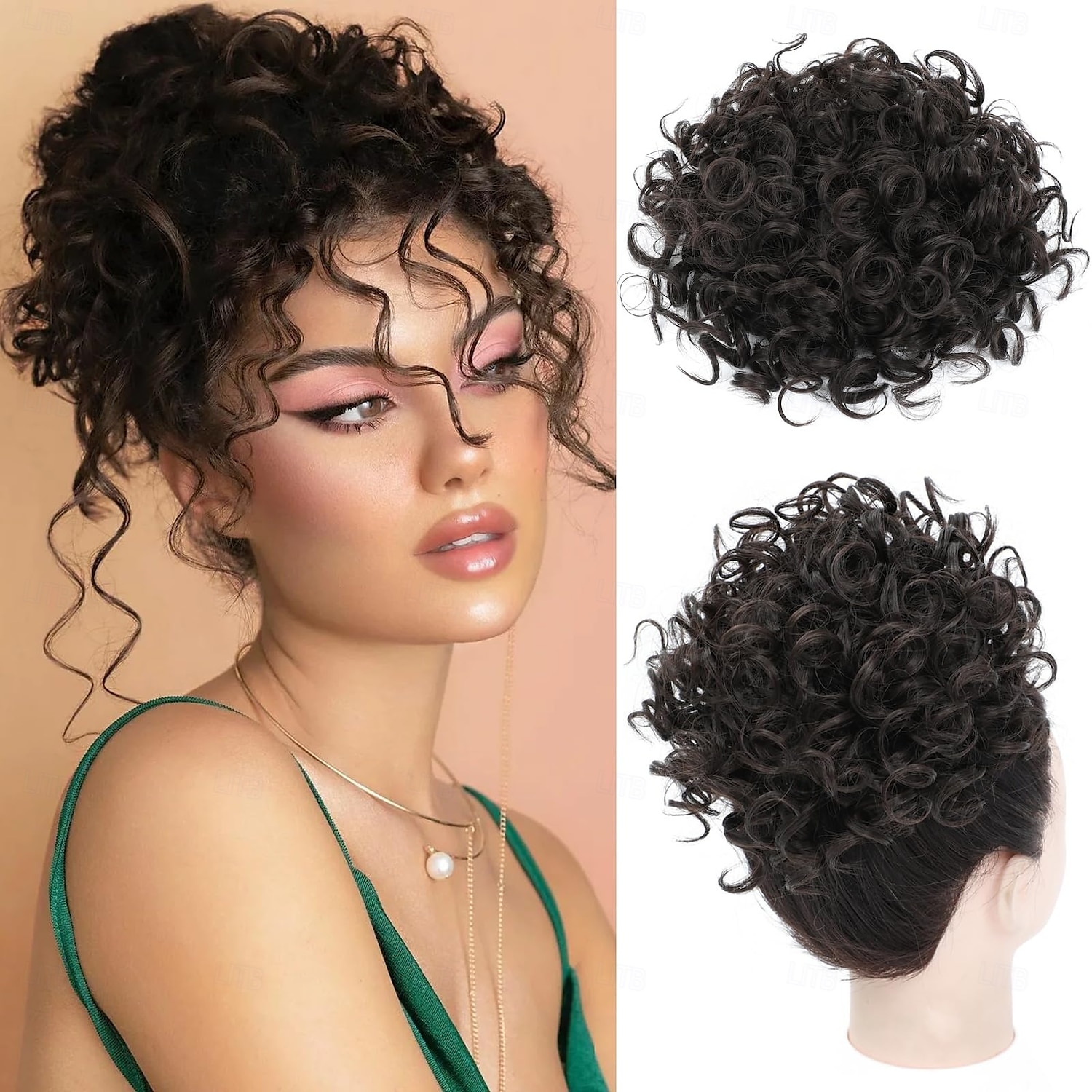 Moños Moño Recortar en Pelo sintético Pedazo de cabello La extensión del pelo Rizado Fiesta Diario Ropa Cotidiana Marrón Oscuro Negro Rubio 2025 - $10.99 –P1