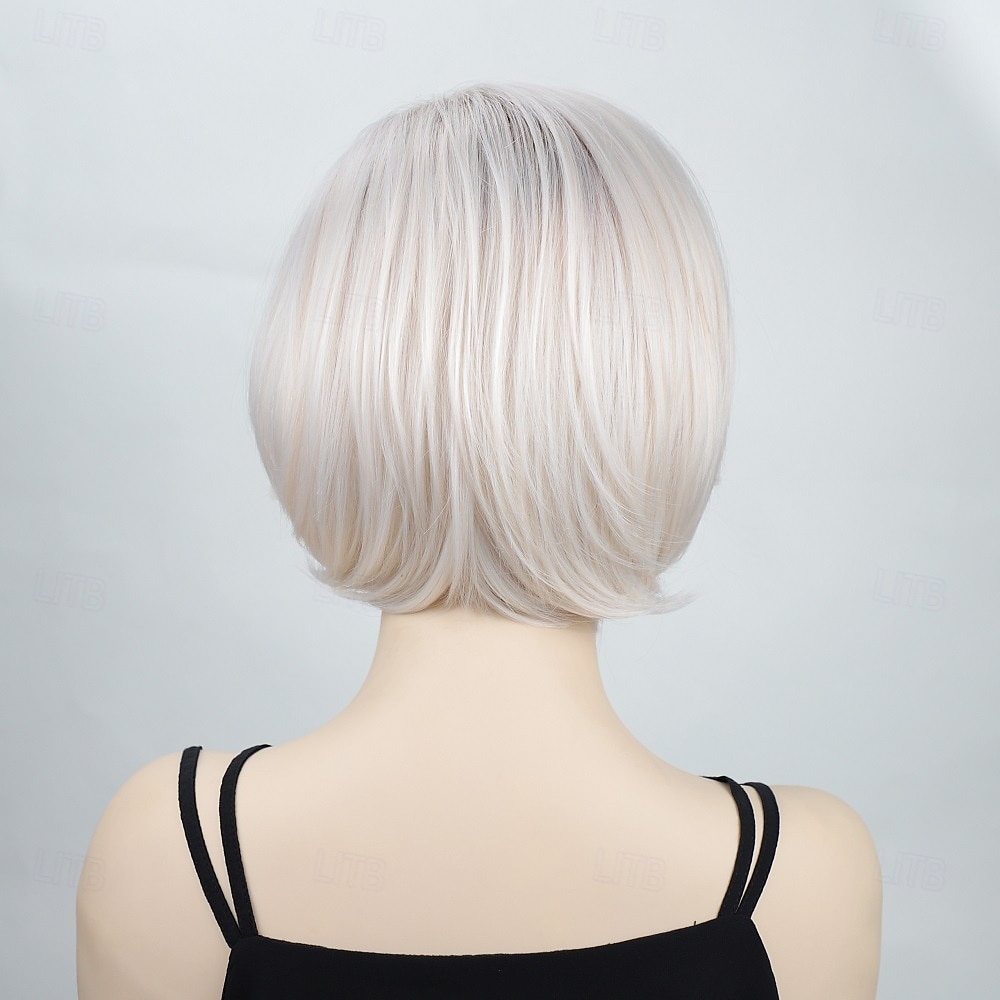 parrucche corte biondo platino per donne parrucca bob parrucca liscia naturale riga laterale per cosplay da festa quotidiana del 2025 a $26.99 –P4