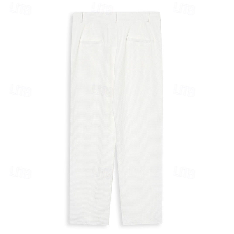 Hombre pantalones de traje Pantalones Pantalones de traje Pantalones de gofres Bolsillo delantero Pierna recta Plano Comodidad Suave Longitud total Boda Exterior Negocio Moda Moderno Negro Blanco 2025 - $29.99 –P6