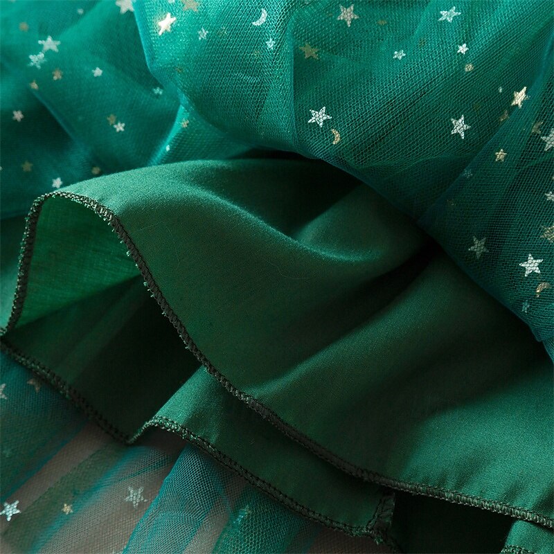 Kids Girls' Party Dress Solid Color Long Sleeve Performance Pegeant Christmas Party Sequins Ruffle Beautiful Sweet Polyester Maxi Party Dress Swing Dress A Line Dress Spring Fall 4 years+ Red Green 2025 - $34.99 –P9
