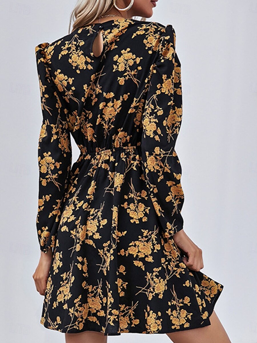 Women's Floral Crew Neck Maxi Dress Long Sleeve Spring Fall 2025 - $39.99 –P3
