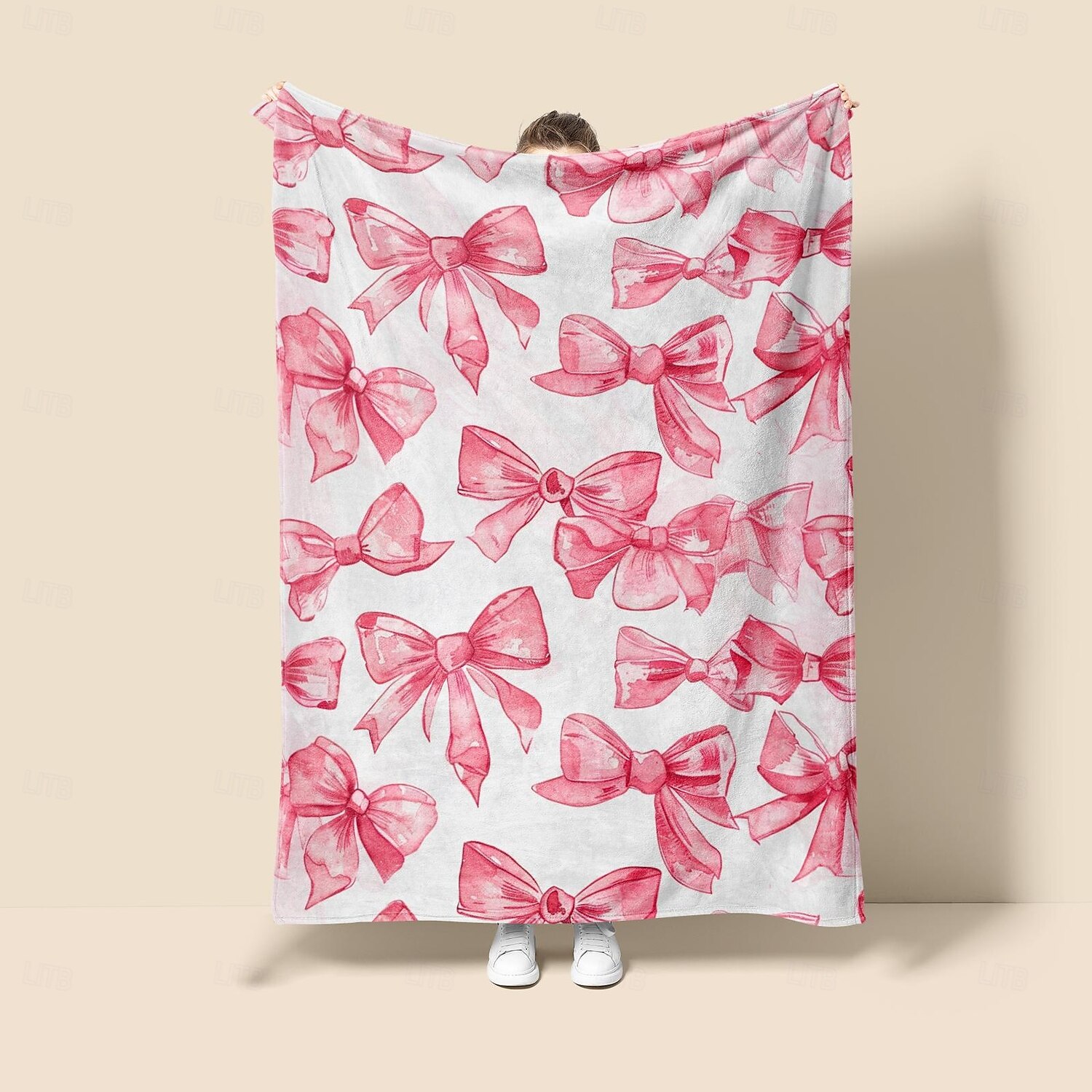 Pink Bow Blanket Soft and Cozy Throw with Elegant Bow Design Perfect for Adding a Touch of Charm and Comfort to Your Home Decor Ideal  Gift For Chirstmas Xms 2025 - $17.49 –P3