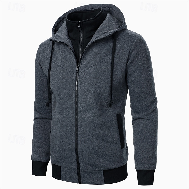 Men's Hoodie Full Zip Hoodie Tactical Hoodie Black Light Grey Dark Gray Hooded Plain Tactical Sports & Outdoor Daily Streetwear Cool Casual Winter Spring &  Fall Clothing Apparel Hoodies Sweatshirts  2025 - $20.99 –P9